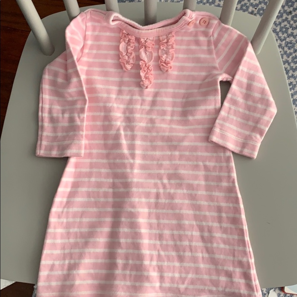 Petite Bateau pink and white striped dress